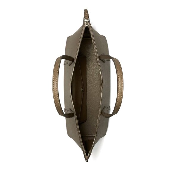 Tory Burch Small Perry Leather Zip Tote – Wild Mushroom - Picture 4 of 8